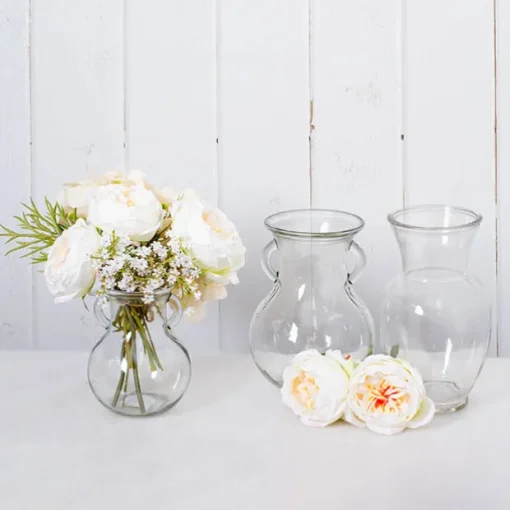 Glass Ginger Lily Vase With Handle Clear (11.5X15X20cmH)