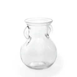 Glass Ginger Lily Vase With Handle Clear (9X12X15cmH)