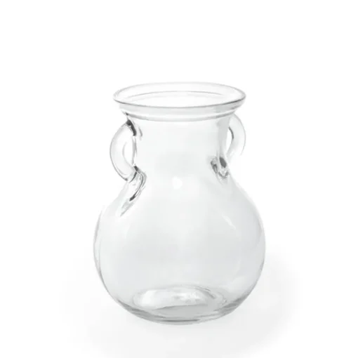 Glass Ginger Lily Vase With Handle Clear (9X12X15cmH)