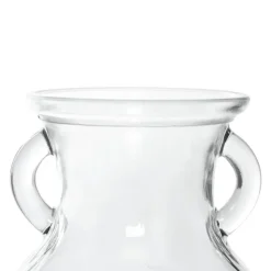 Glass Ginger Lily Vase With Handle Clear (9X12X15cmH)