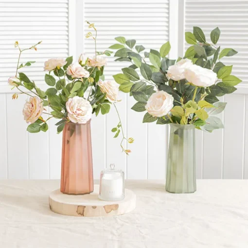 Glass Lynne Conical Vase Matte Pink (9.3x11x24.5cmH)