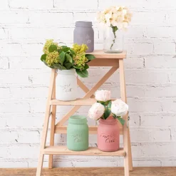 Glass Mason Jar Fresh Cuts Posy Vase Pink (9.5Dx15cmH)