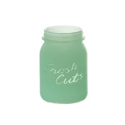 Glass Mason Jar Fresh Cuts Posy Vase Sage Green (9.5Dx15cmH)