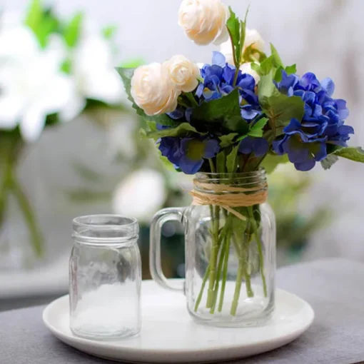 Glass Mason Jar Med with Handle and Lid Clear (8.5x13.5cmH)