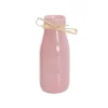 Glass Milk Bottle Solid Glossy Pink (6cmDx15.5cmH)