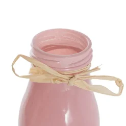 Glass Milk Bottle Solid Glossy Pink (6cmDx15.5cmH)