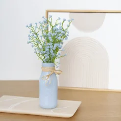 Glass Milk Bottle Solid Glossy Blue (6cmDx15.5cmH)