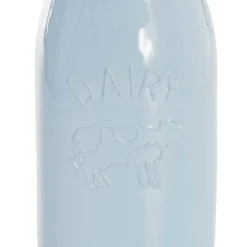 Glass Milk Bottle Solid Glossy Blue (6cmDx15.5cmH)