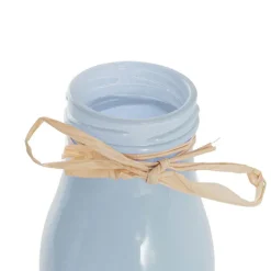 Glass Milk Bottle Solid Glossy Blue (6cmDx15.5cmH)