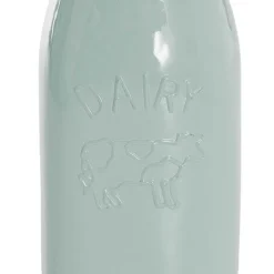 Glass Milk Bottle Solid Glossy Sage (6cmDx15.5cmH)