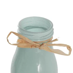 Glass Milk Bottle Solid Glossy Sage (6cmDx15.5cmH)
