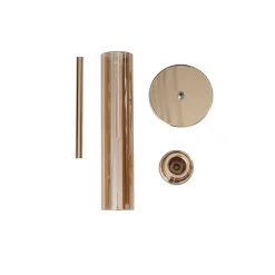 Glass Sleeve Single Taper Candle Holder Stand Gold (40cmH)