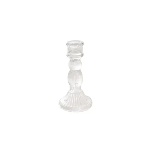 Glass Swindon Dinner Taper Candle Holder Clear (8Dx15.5cmH)
