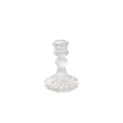 Glass Swindon Dinner Taper Candle Holder Clear (8Dx10cmH)