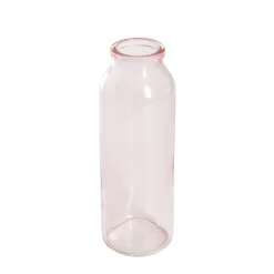 Glass Tall Milk Bottle Pink (5.5x16cmH)