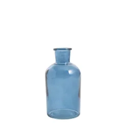 Glass Vintage Bottle Cylinder Bud Vase French Blue 7x13.5cmH