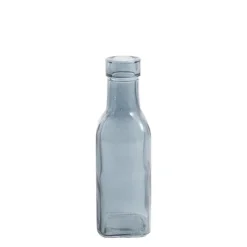 Glass Vintage Bottle Square Bud Vase French Blue (4.7x16cmH)