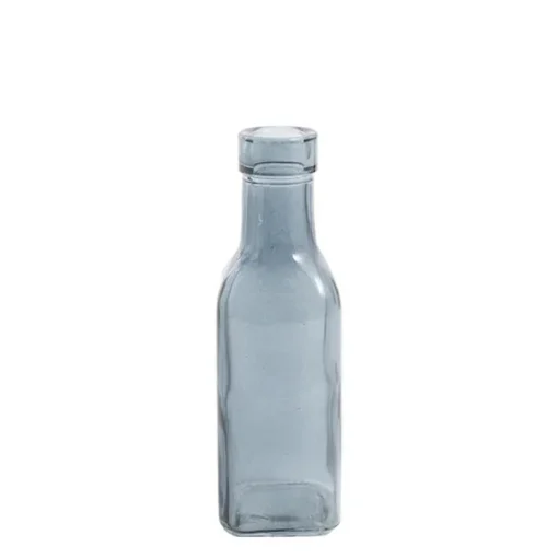 Glass Vintage Bottle Square Bud Vase French Blue (4.7x16cmH)