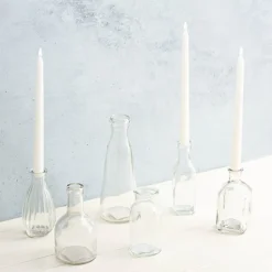 Glass Vintage Bottle Square Bud Vase Clear (4.7x16cmH)