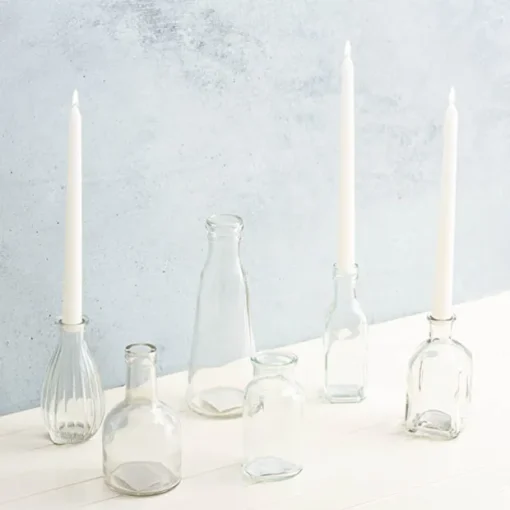 Glass Vintage Bottle Square Bud Vase Clear (4.7x16cmH)