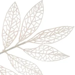 Glitter Artificial Leaf Spray Iridescent White (70cmH)