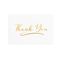 Gold Foil Card & Envelope Thank You Pack 25 (10x6.5Hcm)