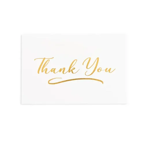 Gold Foil Card & Envelope Thank You Pack 25 (10x6.5Hcm)