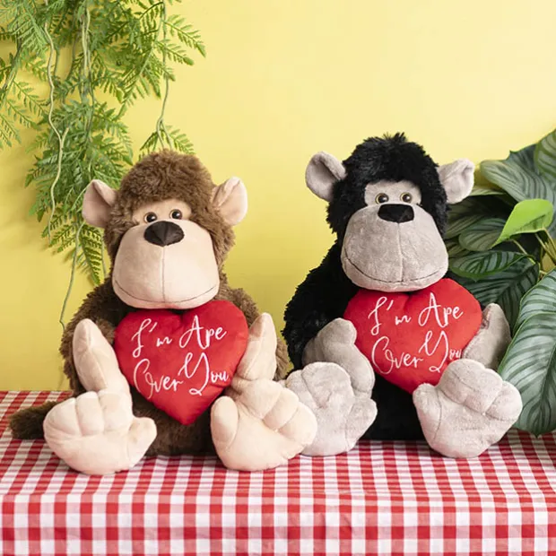 Gorilla George w I'm Ape Over You Heart Plush Brown (34cmST)