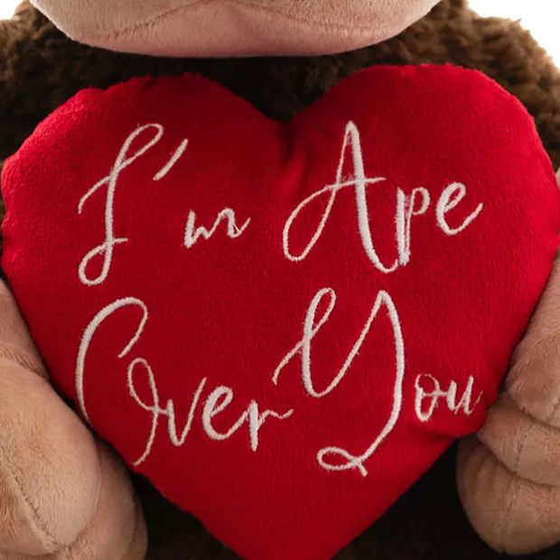 Gorilla George w I'm Ape Over You Heart Plush Brown (34cmST)