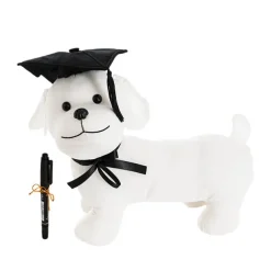 Graduation Signature Calico Dog with Pen White (30cmx25cmHT)