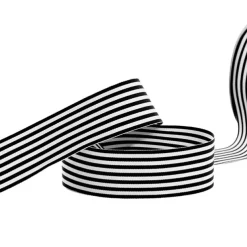 Grosgrain Ribbon Fine Stripes Black & White (38mmx20m)