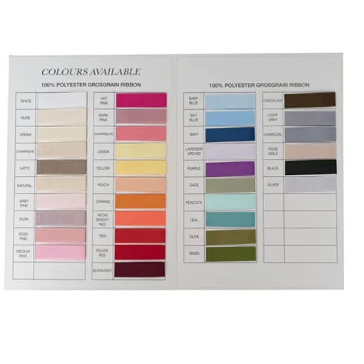 Grosgrain Ribbon 15mm Sample Swatch Book (A4)