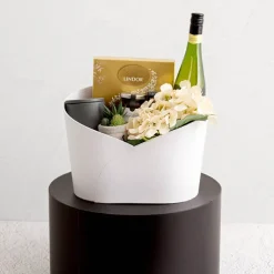 Hamper Bucket Oval Large White (32x22x23.5cmH)