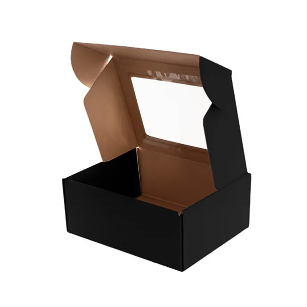 Hamper Gift Box PVC Window Small Black (26.5x20.5x10.4cmH)