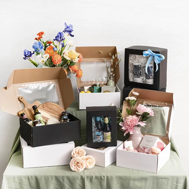Hamper Gift Box PVC Window Small Black (26.5x20.5x10.4cmH)