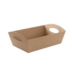 Hamper Tray Rigid Art Deco Lattice Large Kraft (33x23x12cmH)