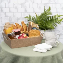 Hamper Tray Rigid Art Deco Lattice Large Kraft (33x23x12cmH)