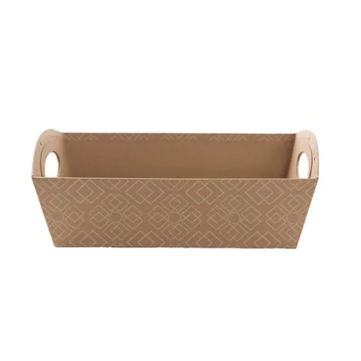 Hamper Tray Rigid Art Deco Lattice Large Kraft (33x23x12cmH)