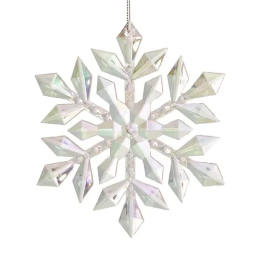 Hanging Acrylic Snowflakes Pack 2 Iridescent White (13cmD)