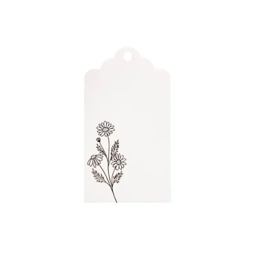 Hanging Gift Tags Scallop Flowers White Pack 20 (9Lx5W)cm)