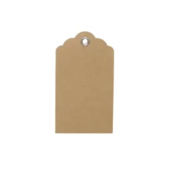 Hanging Gift Tags Scallop Kraft Brown Pack 20 (5x9cmH)
