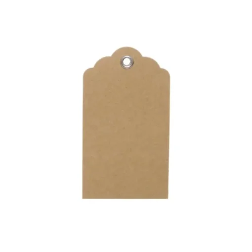 Hanging Gift Tags Scallop Kraft Brown Pack 20 (5x9cmH)