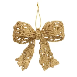 Hanging Glitter Bow Pack 2 Gold (10x11cmH)