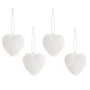 Hanging Love Hearts Pack 4 Flocked White (5cmD)