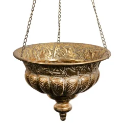 Hanging Metal Planter Pot Brushed Gold (34.5x94cmH)