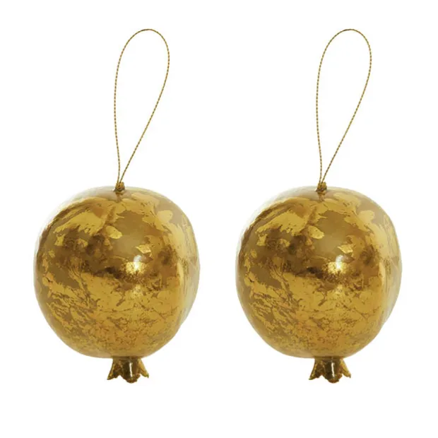 Hanging Pomegranate Pack 2 Metallic Gold (8cmD)