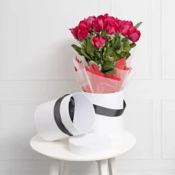 Hat Gift Box Deluxe with Handle White (20Dx22cmH) Set 2