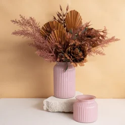 Hurricane Glass Jar Pink Large (11Dx18.5cmH)