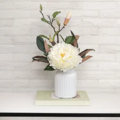 Hurricane Glass Jar White Medium (11Dx15cmH)