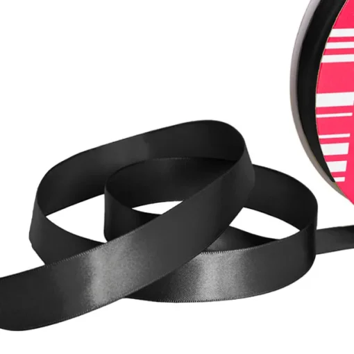 Jumbo Bulk Ribbon Single Face Satin Black (25mmx100m)